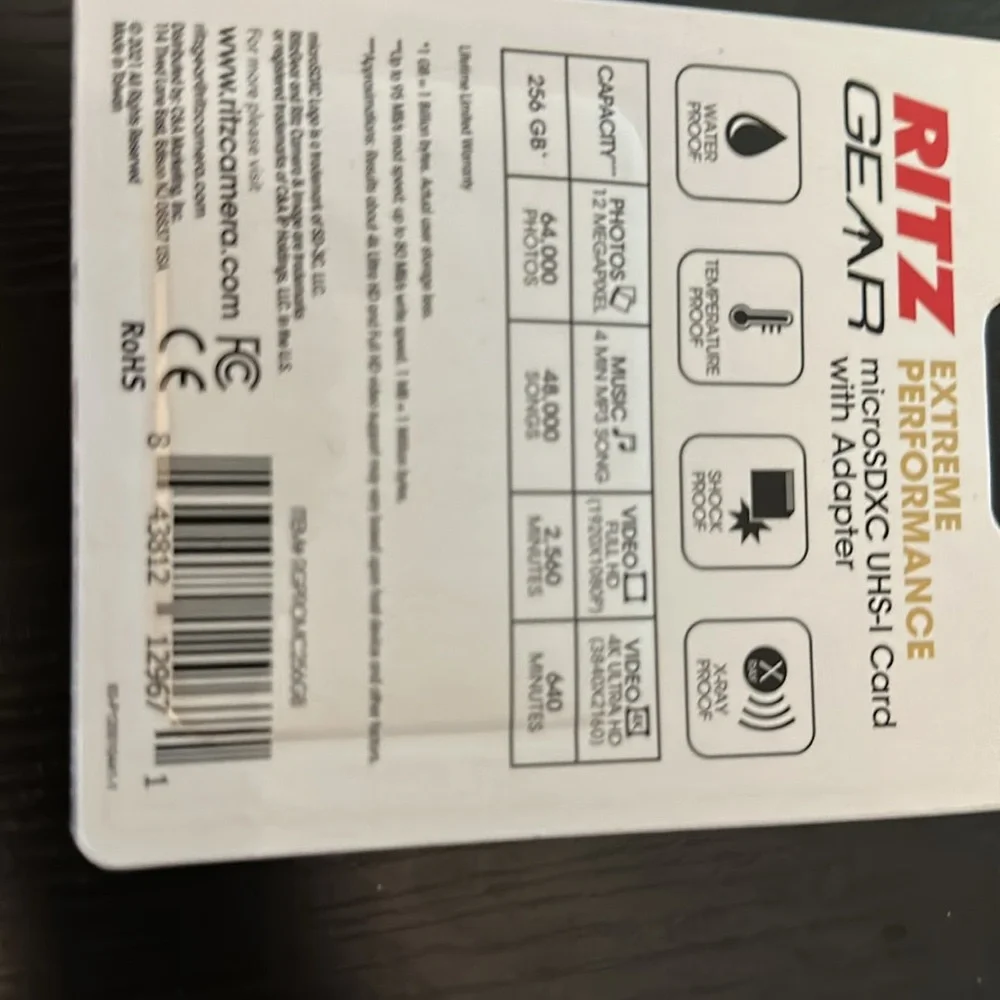 RITZ GEAR 256 GB Micro SD CARD